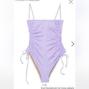 NWT Nu Swim Disco Ruched One-Piece Swimsuit in Purple Abalone
